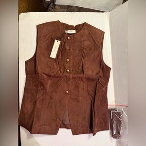 Commense Chocolate Brown Button-Up Vest